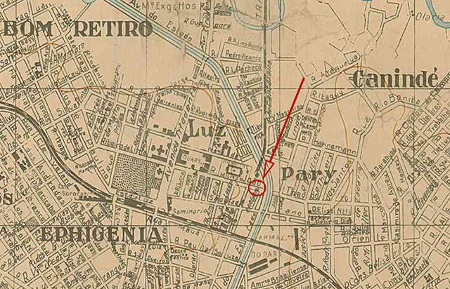 Rua João Teodoro em 1924 - O mapa mostra o local exato das casas deste artigo