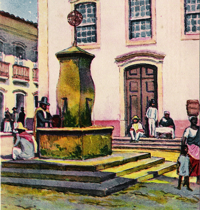 Na ilustração, coleta de água em chafariz em São Paulo, século 19