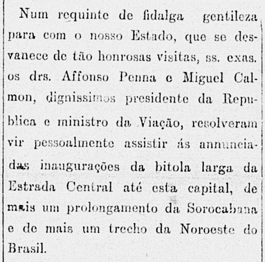 Recorte do jornal Correio Paulista de 13/02/1908